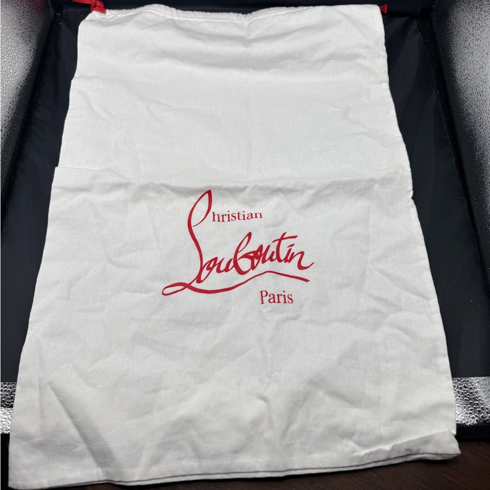 Christian Louboutin White Dust Bag with Red Script Logo